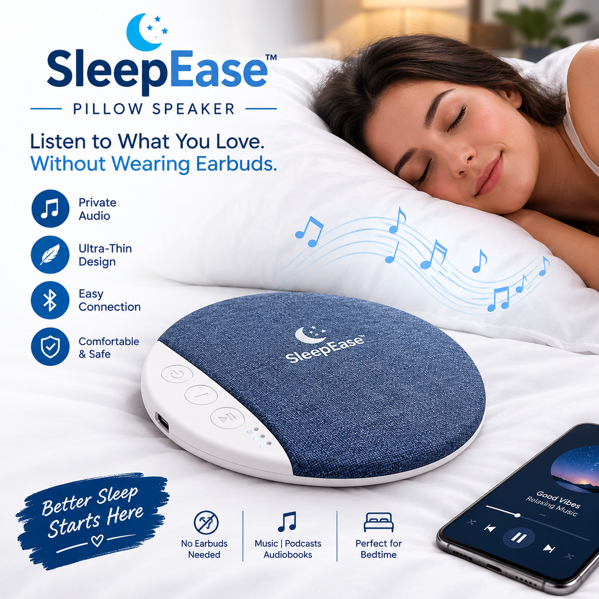 Bluetooth Portable Pillow Speaker