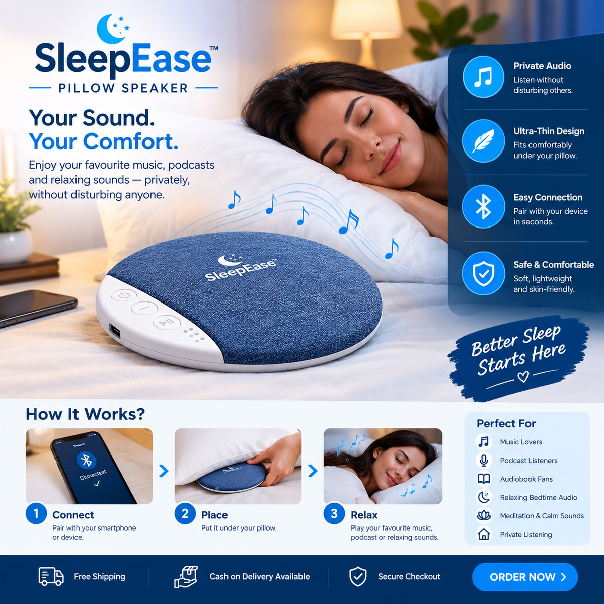 Bluetooth Portable Pillow Speaker